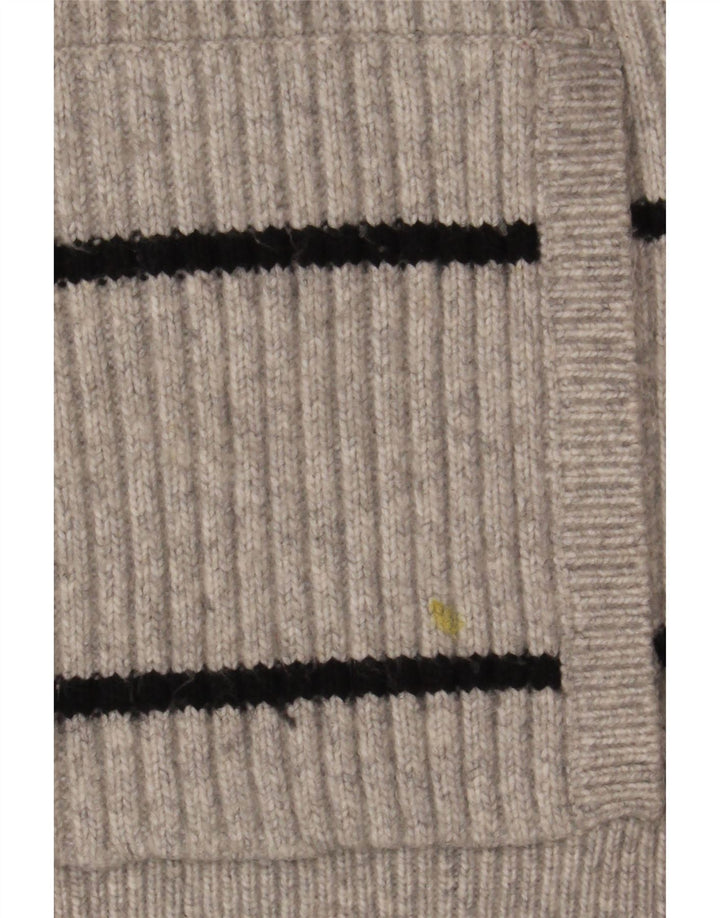 Marks & Spencer Womens Hooded Jumper Sweater UK 14 Medium Grey Striped