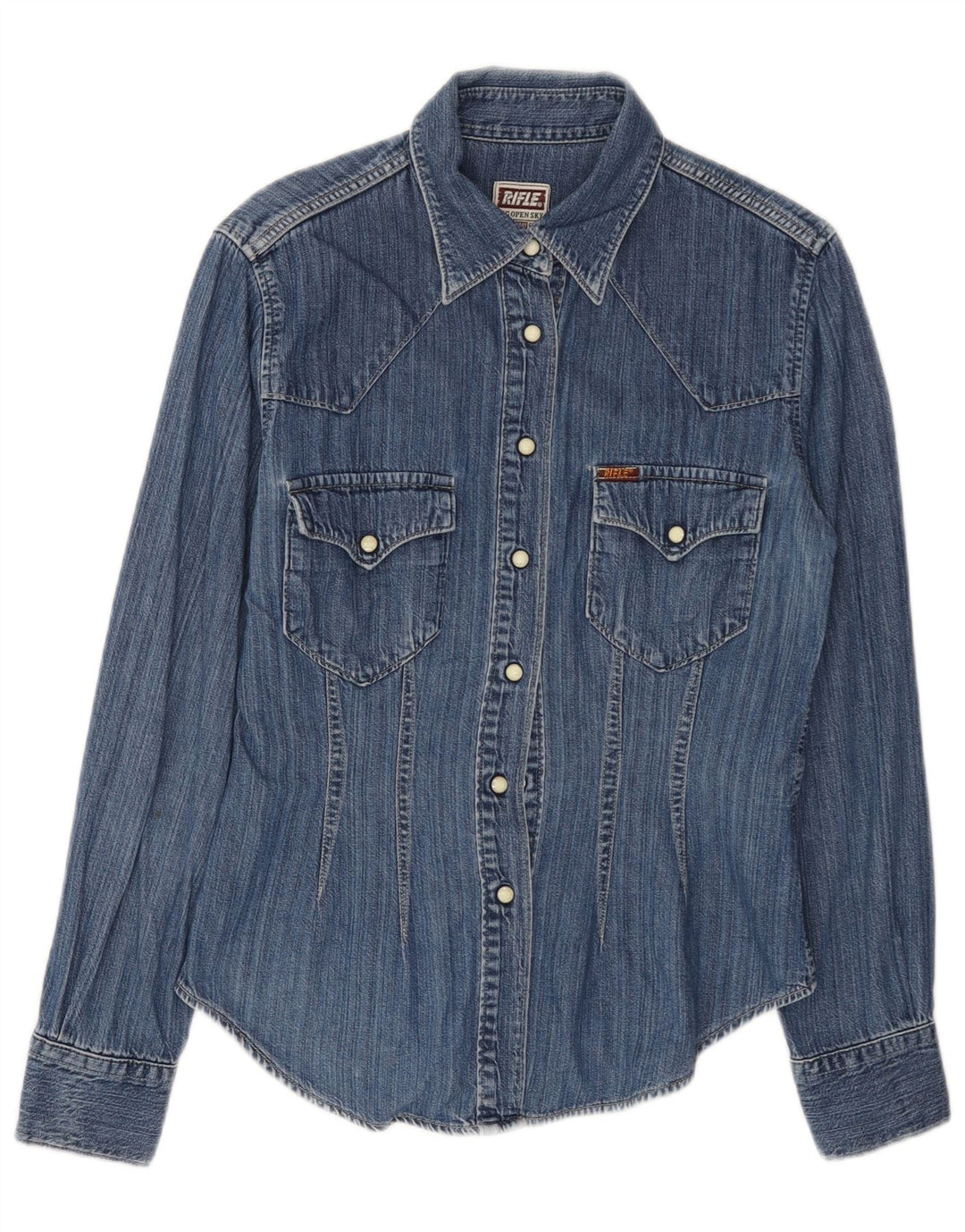 RIFLE Womens Denim Shirt UK 10 Small Blue Cotton