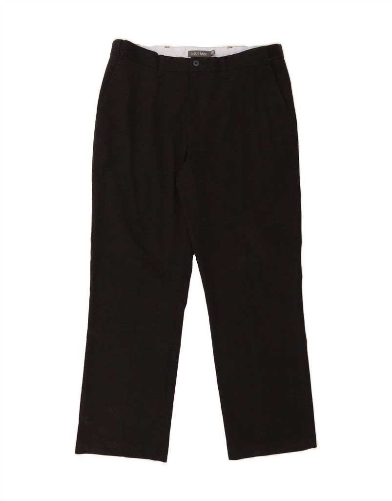 MARKS & SPENCER Mens Straight Chino Trousers W38 L31 Black Cotton Vintage Marks & Spencer and Second-Hand Marks & Spencer from Messina Hembry 