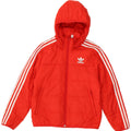 ADIDAS Boys Hooded Padded Jacket 11-12 Years Red Polyester