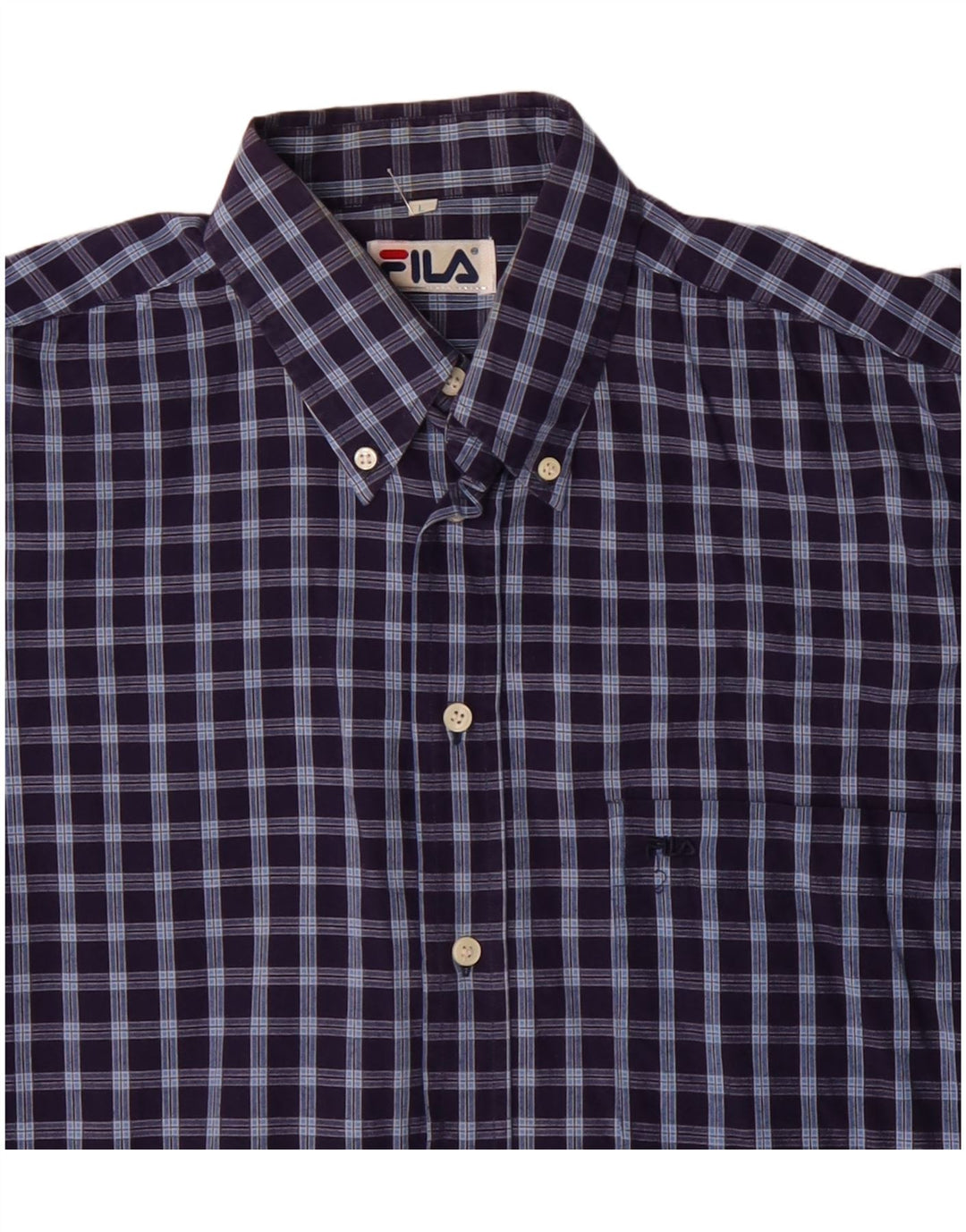 FILA Mens Shirt Large Navy Blue Check Cotton