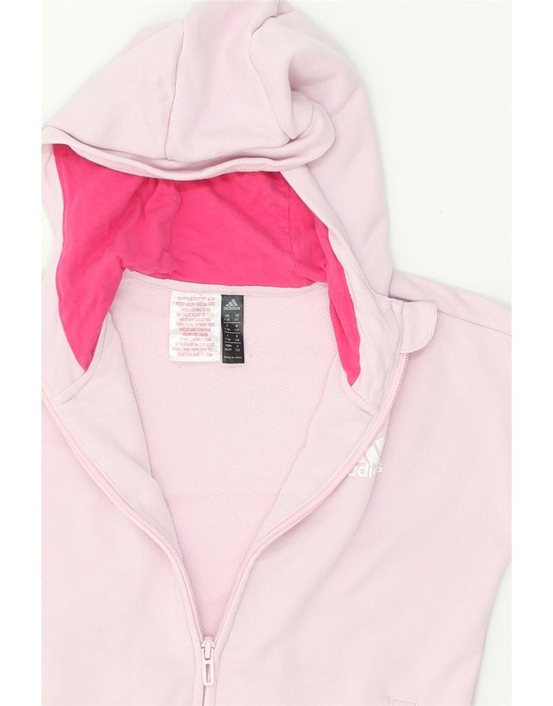 ADIDAS Girls Graphic Zip Hoodie Sweater 7-8 Years Pink Cotton | Vintage Adidas | Thrift | Second-Hand Adidas | Used Clothing | Messina Hembry 