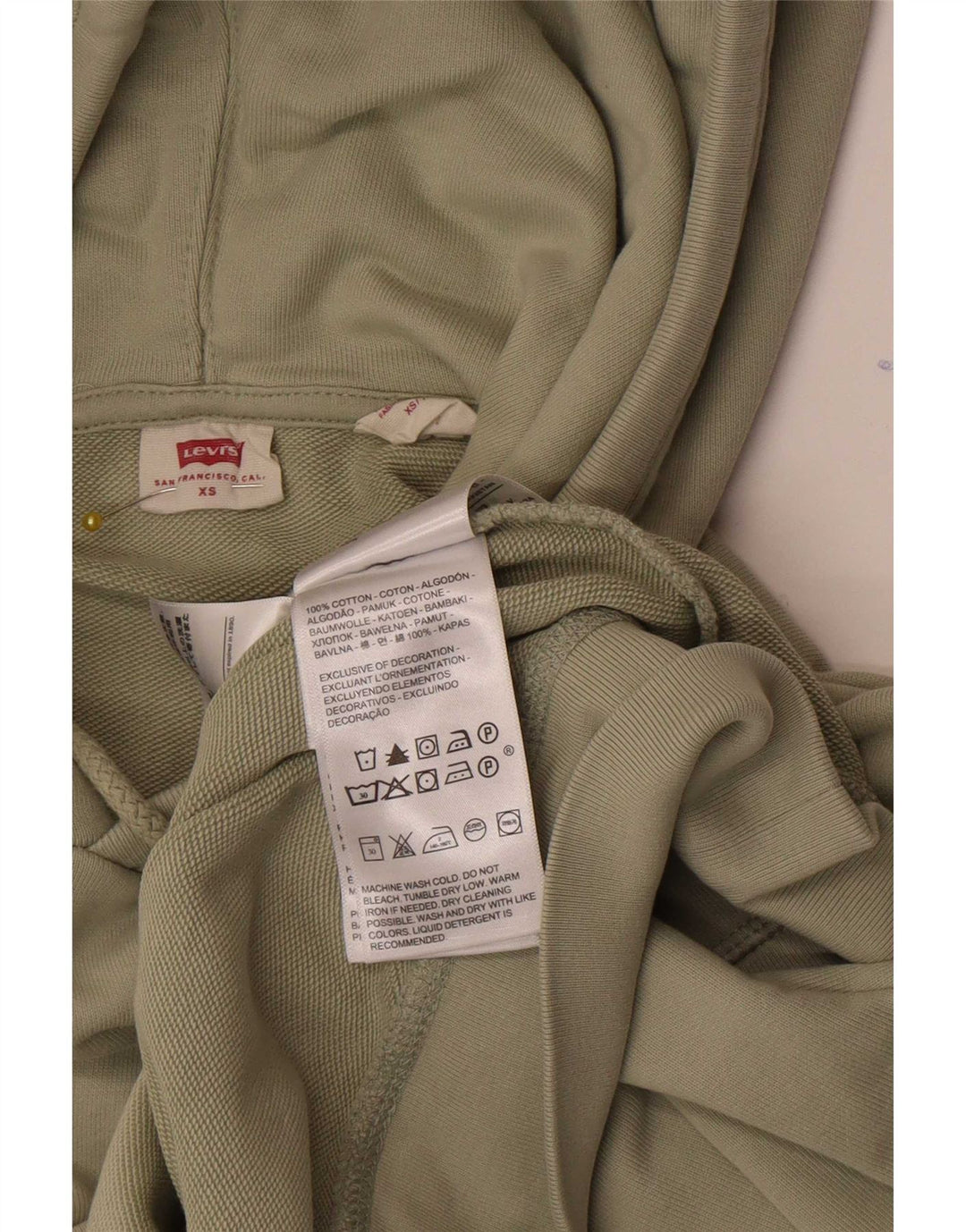Levi's Mens Hoodie Jumper XS Khaki Cotton