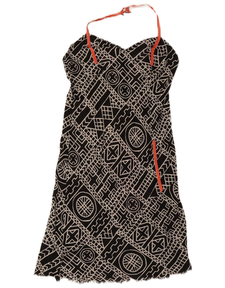 Diesel Womens Halter Dress UK 12 Medium Black Geometric Cotton