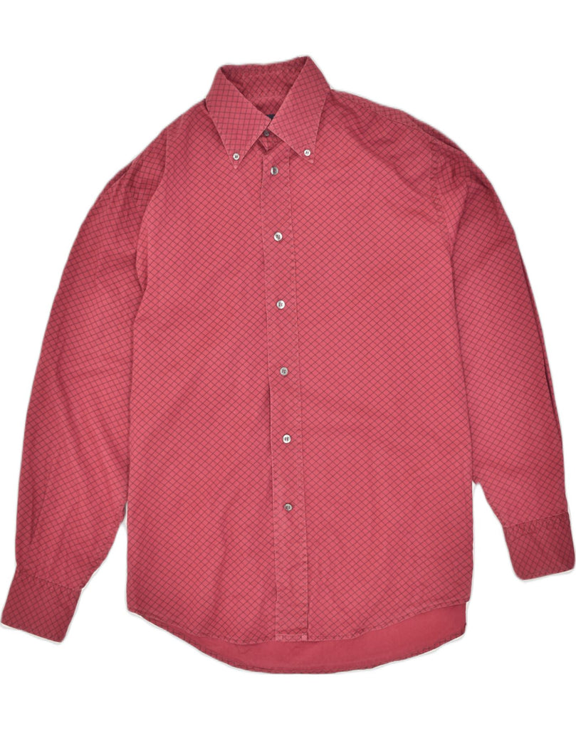 TRUSSARDI Mens Shirt Large Red Check Cotton | Vintage | Thrift | Second-Hand | Used Clothing | Messina Hembry 