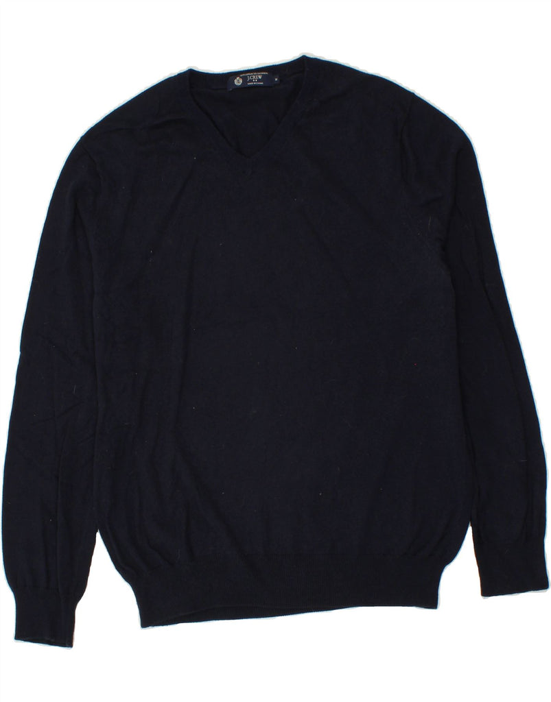 J. CREW Mens V-Neck Jumper Sweater Medium Navy Blue Cotton Vintage J. Crew and Second-Hand J. Crew from Messina Hembry 