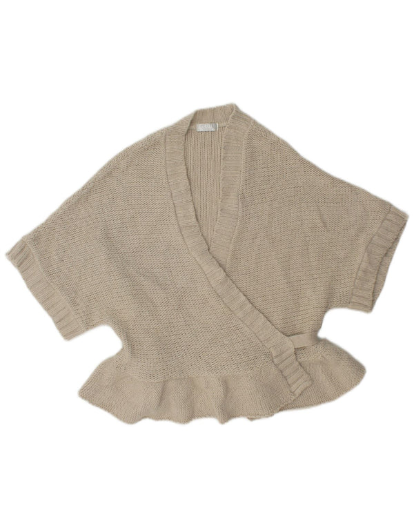 Topshop Womens Short Sleeve Wrap Cardigan Sweater UK 12 Medium Grey Acrylic