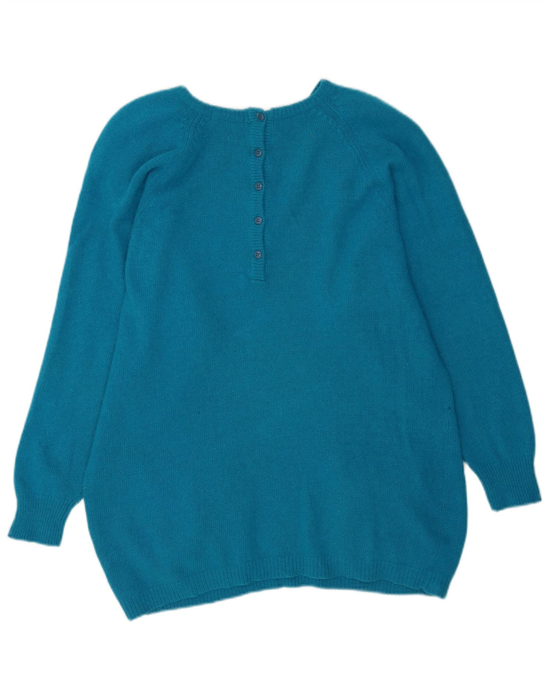 Vintage Womens Longline Oversized Crew Neck Jumper Sweater UK 10 Small Blue