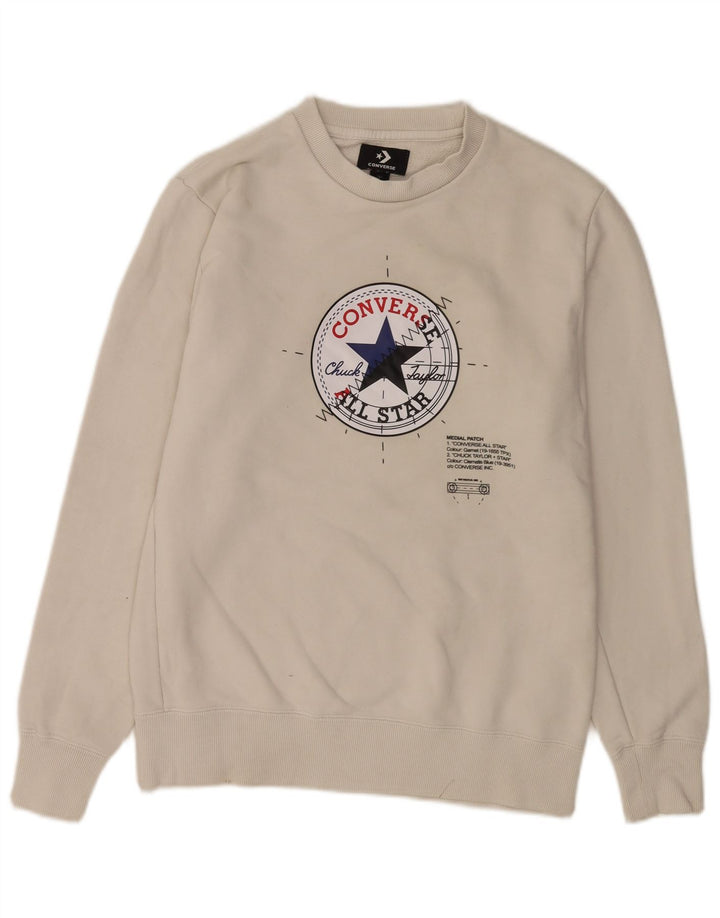 Converse Mens Chuck Taylor Graphic Sweatshirt Jumper Medium Beige Cotton
