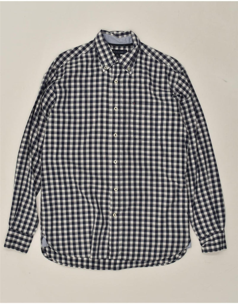 TOMMY HILFIGER Mens Shirt XS Navy Blue Check Cotton | Vintage Tommy Hilfiger | Thrift | Second-Hand Tommy Hilfiger | Used Clothing | Messina Hembry 