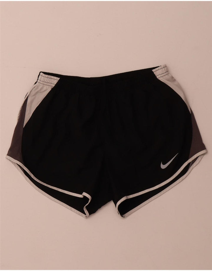NIKE Womens Dri Fit Sport Shorts UK 8 Small  Black Colourblock Polyester