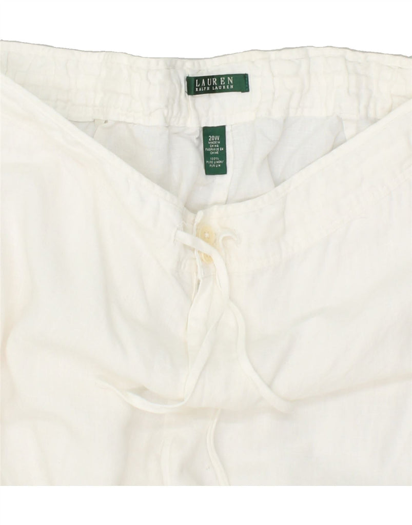 RALPH LAUREN Womens Wide Leg Casual Trousers W40 L32 White Linen | Vintage Ralph Lauren | Thrift | Second-Hand Ralph Lauren | Used Clothing | Messina Hembry 