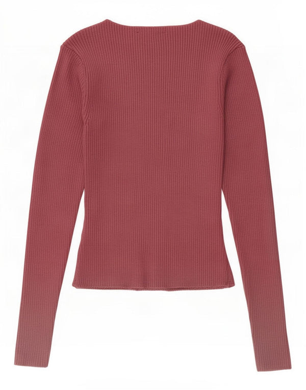 Zara Womens Top Long Sleeve UK 12 Medium Pink Viscose