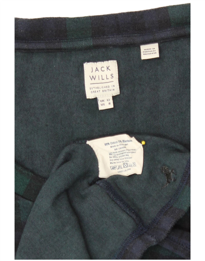 Jack Wills Womens Top Long Sleeve UK 12 Medium Green Check Cotton