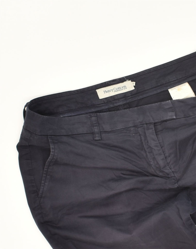 HENRY COTTONS Womens Tapered Chino Trousers IT 42 Medium W30 L27 Navy Blue | Vintage Henry Cottons | Thrift | Second-Hand Henry Cottons | Used Clothing | Messina Hembry 