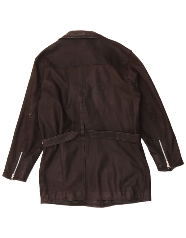 Vintage Womens Leather Jacket UK 20 2XL Brown