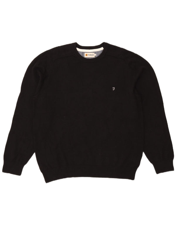Farah Mens Modern Fit Crew Neck Jumper Sweater 3XL Black Cotton
