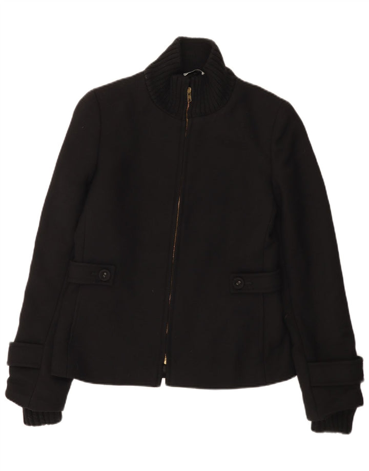 Vintage Womens Bomber Jacket UK 10 Small Black Wool