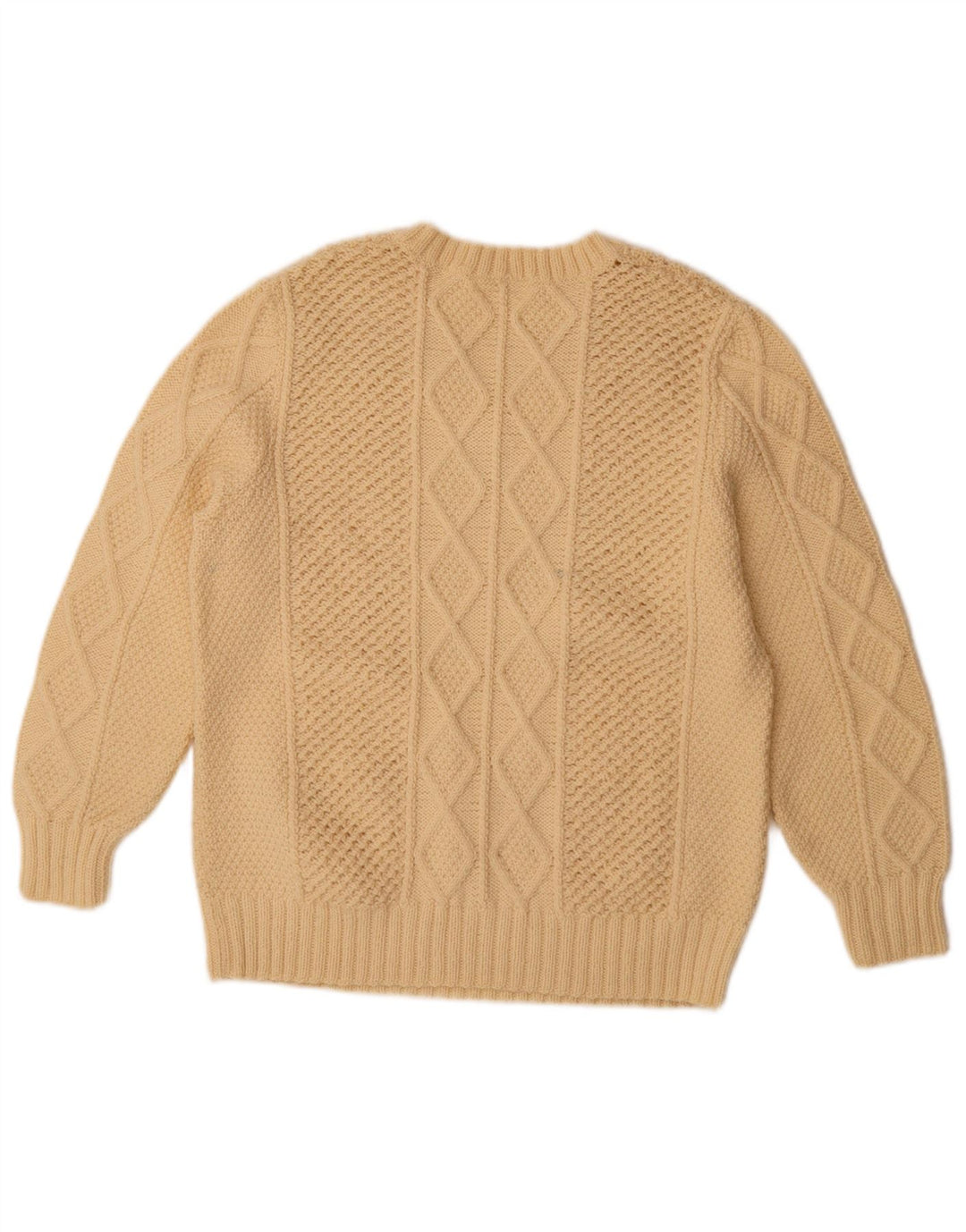 Vintage Womens V-Neck Jumper Sweater UK 14 Large Beige
