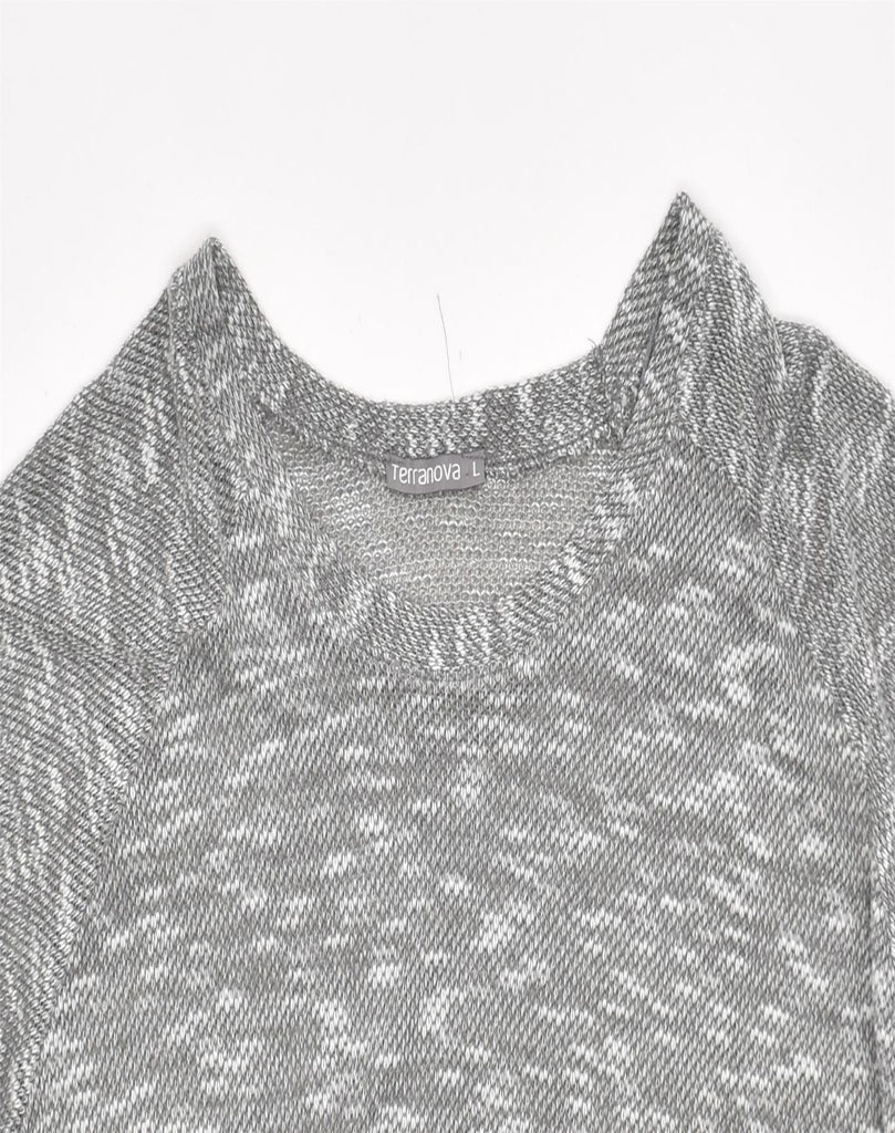 TERRANOVA Womens Oversized Crew Neck Jumper Sweater UK 16 Large Grey | Vintage | Thrift | Second-Hand | Used Clothing | Messina Hembry 