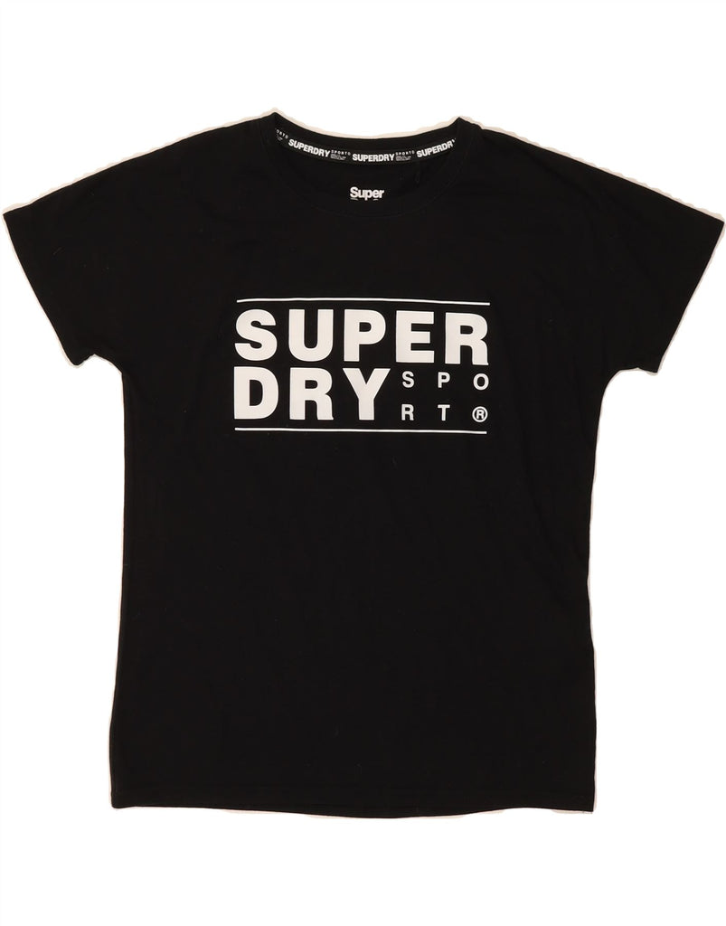 SUPERDRY Womens Graphic T-Shirt Top UK 10 Small  Black Polyester Vintage Superdry and Second-Hand Superdry from Messina Hembry 