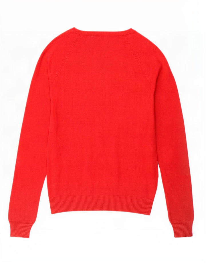 Zara Womens V-Neck Jumper Sweater UK 12 Medium Red Cotton