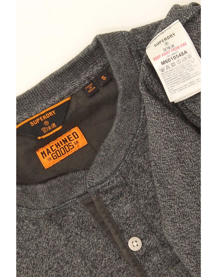 Superdry Mens Top Long Sleeve Small Grey Cotton