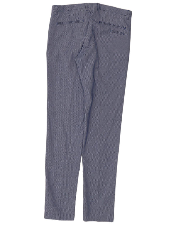 Zara Mens Slim Suit Trousers EU 44 Large W34 L33 Blue Geometric