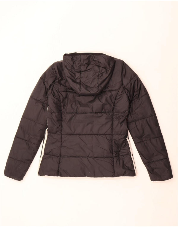 Adidas Womens Hooded Padded Jacket UK 12 Medium Black Polyester