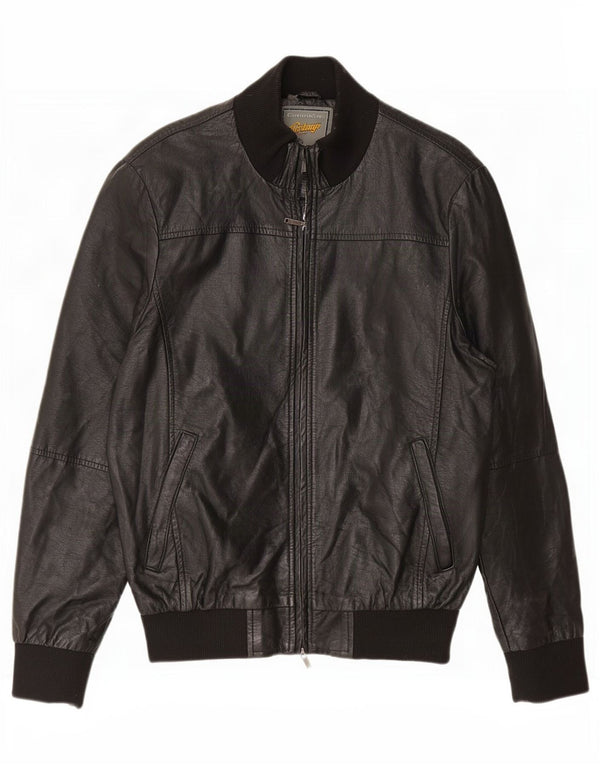 Cotton & Silk Womens Faux Leather Bomber Jacket UK 18 XL Black Polyurethane