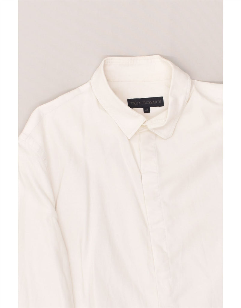 TRUSSARDI Mens Shirt Size 41 Medium White Cotton | Vintage Trussardi | Thrift | Second-Hand Trussardi | Used Clothing | Messina Hembry 