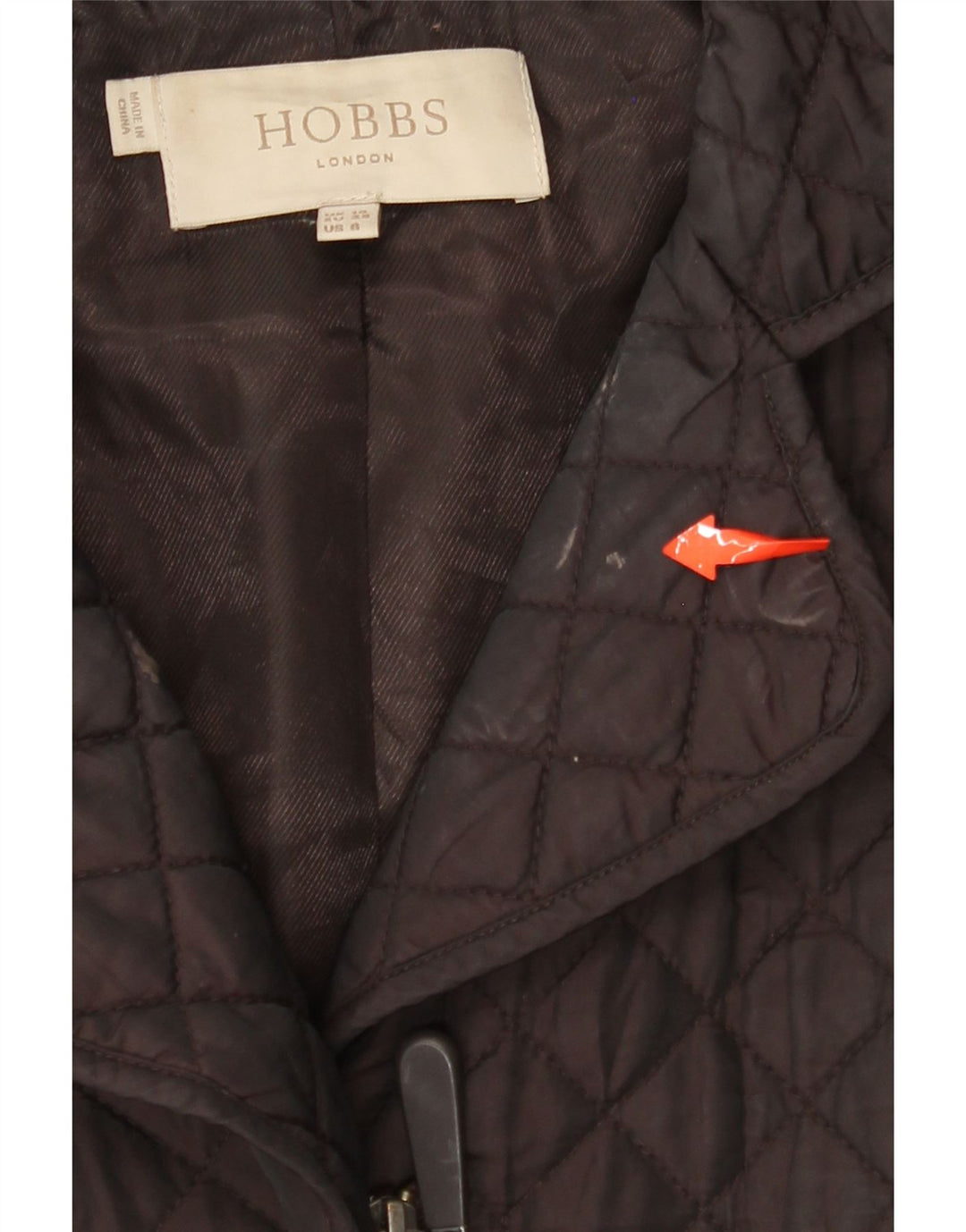 HOBBS Womens Quilted Overcoat UK 10 Small Brown Polyamide
