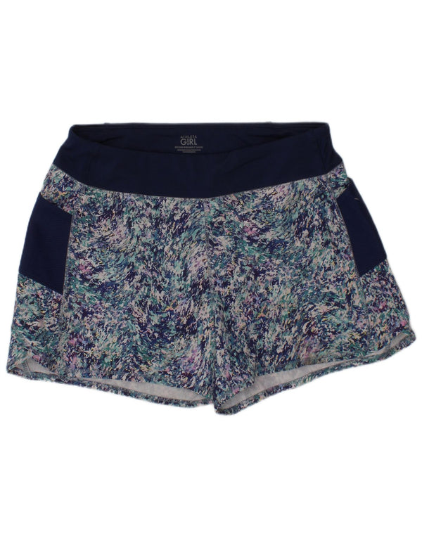 Athleta Girls Abstract Pattern Sport Shorts 11-12 Years Large Navy Blue