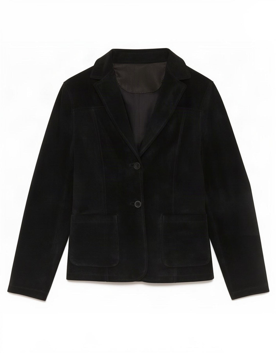 Vintage Womens 2 Button Suede Blazer Jacket UK 10 Small Black Leather