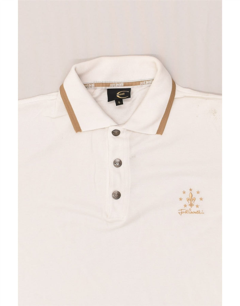 JUST CAVALLI Mens Polo Shirt Small White Cotton | Vintage Just Cavalli | Thrift | Second-Hand Just Cavalli | Used Clothing | Messina Hembry 