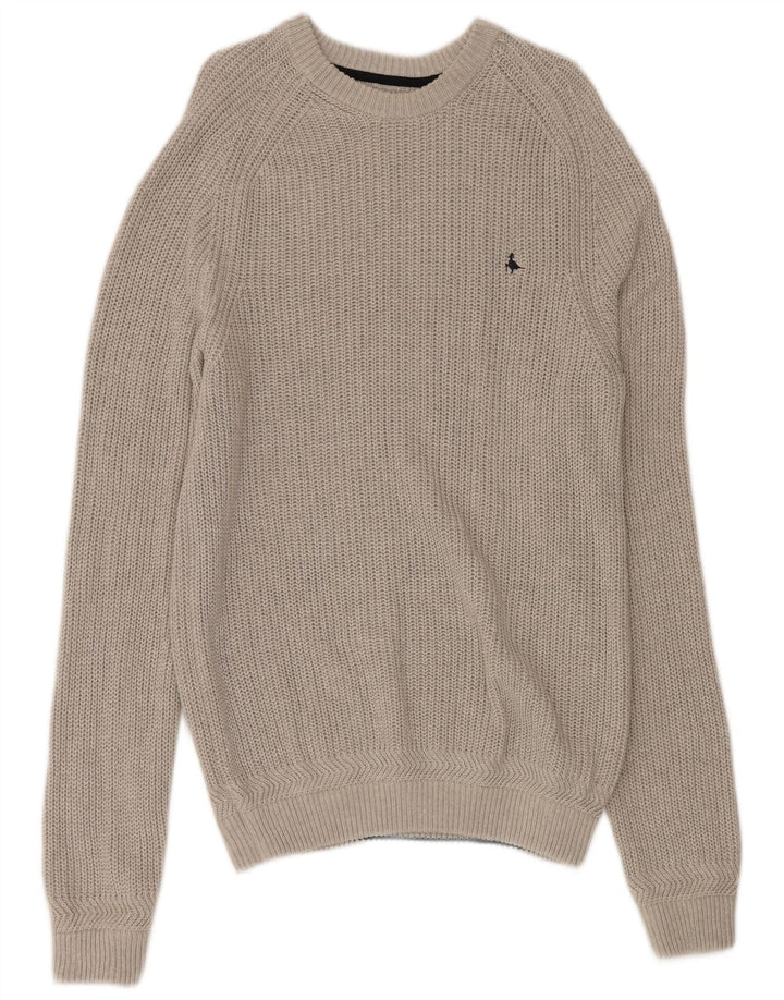 JACK WILLS Mens Boat Neck Jumper Sweater XL Grey Cotton