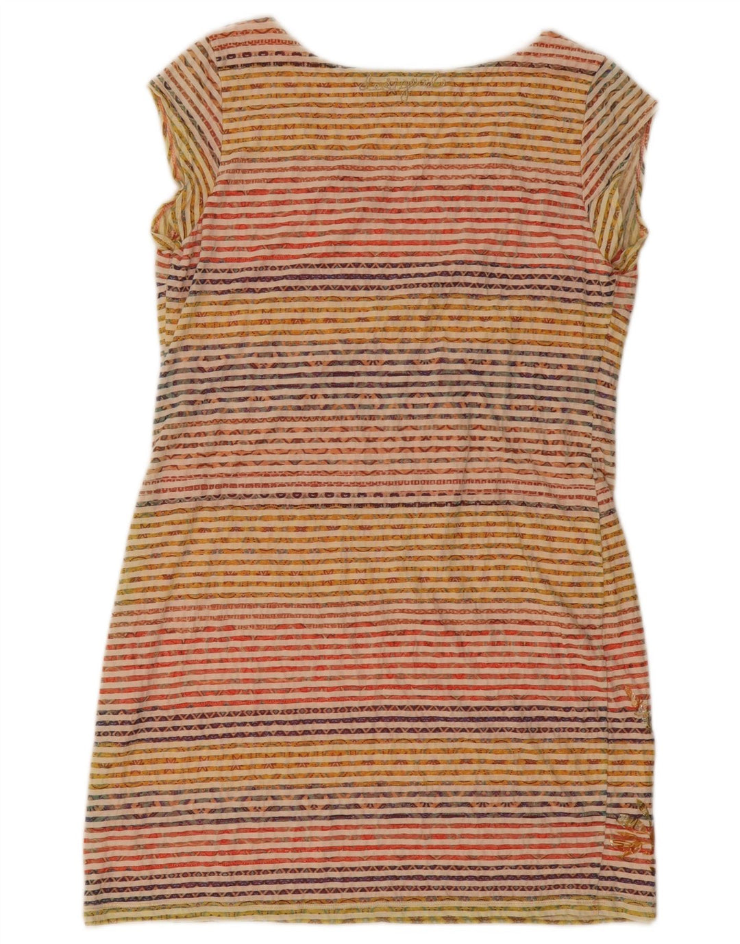 DESIGUAL Womens Sheath Dress UK 18 XL Multicoloured Striped Cotton