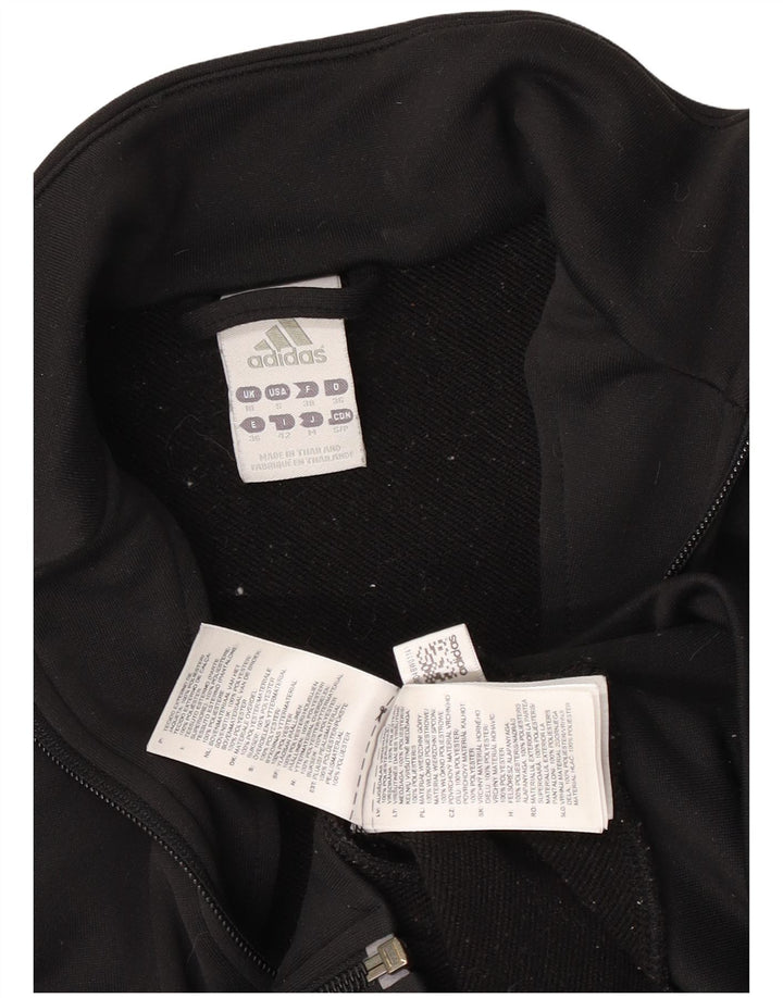 Adidas Womens Tracksuit Top Jacket UK 10 Small Black Polyester