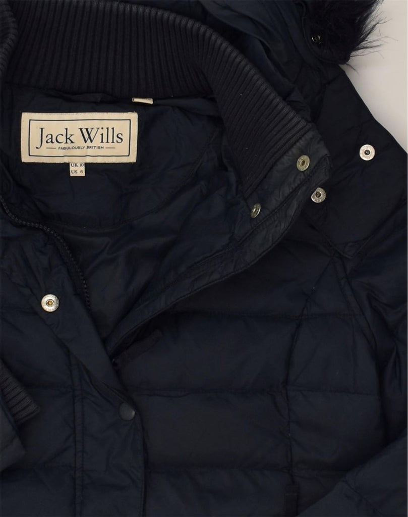 JACK WILLS Womens Hooded Padded Jacket UK 10 Small Navy Blue | Vintage Jack Wills | Thrift | Second-Hand Jack Wills | Used Clothing | Messina Hembry 