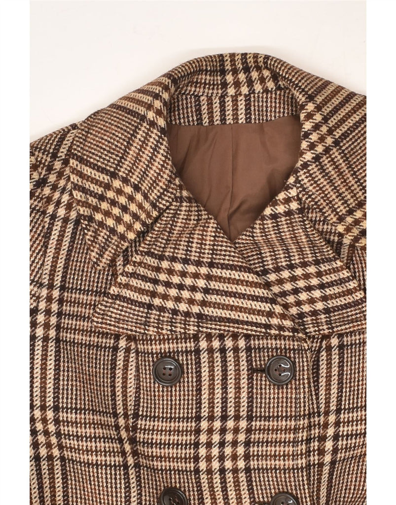 VINTAGE Womens Double Breasted Coat UK 8 Small Brown Check | Vintage Vintage | Thrift | Second-Hand Vintage | Used Clothing | Messina Hembry 