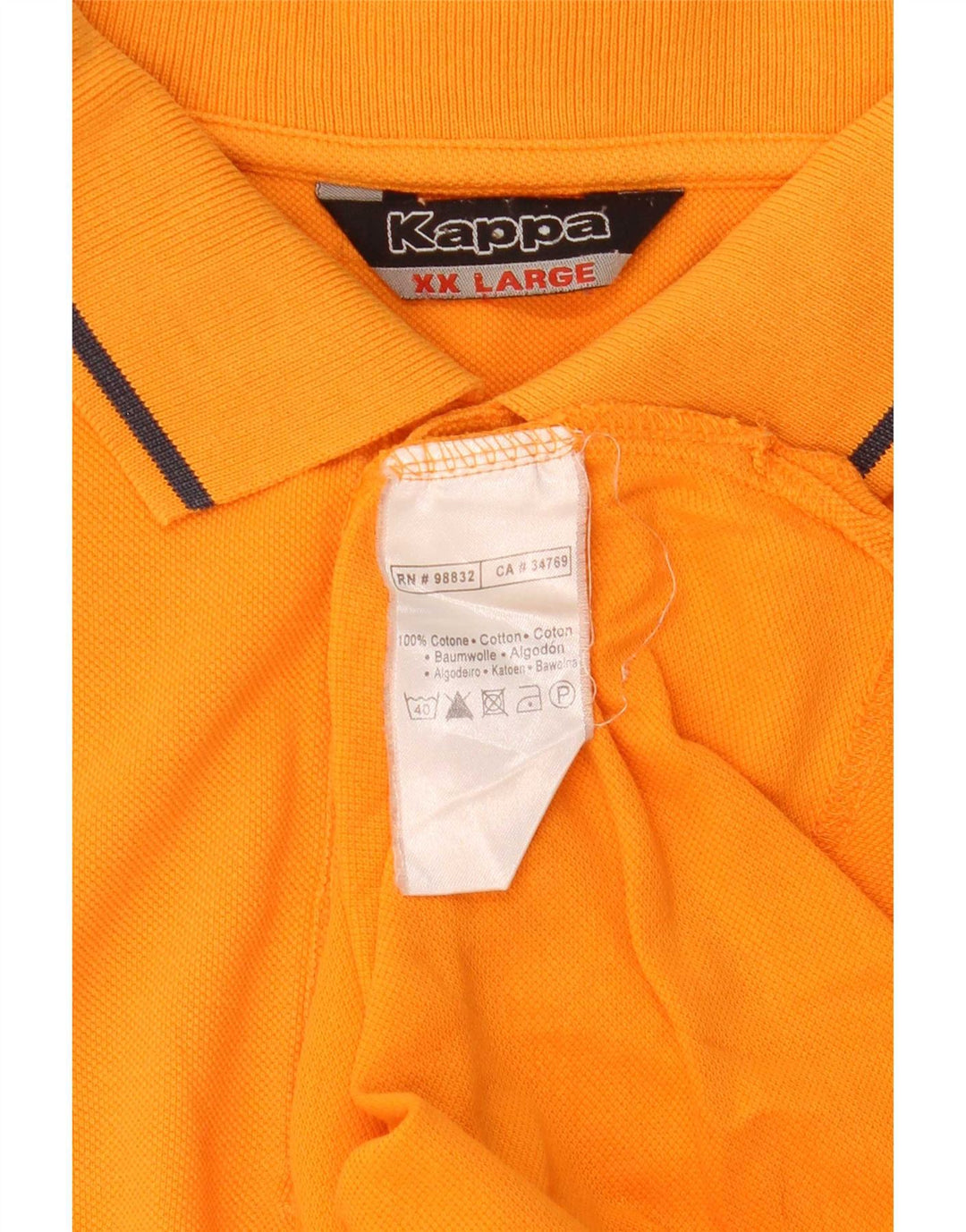 Kappa Mens Polo Shirt 2XL Orange Cotton