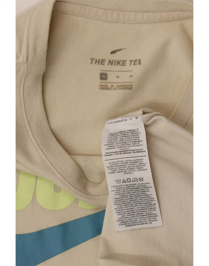 Nike Mens Graphic T-Shirt Top Medium Beige Cotton