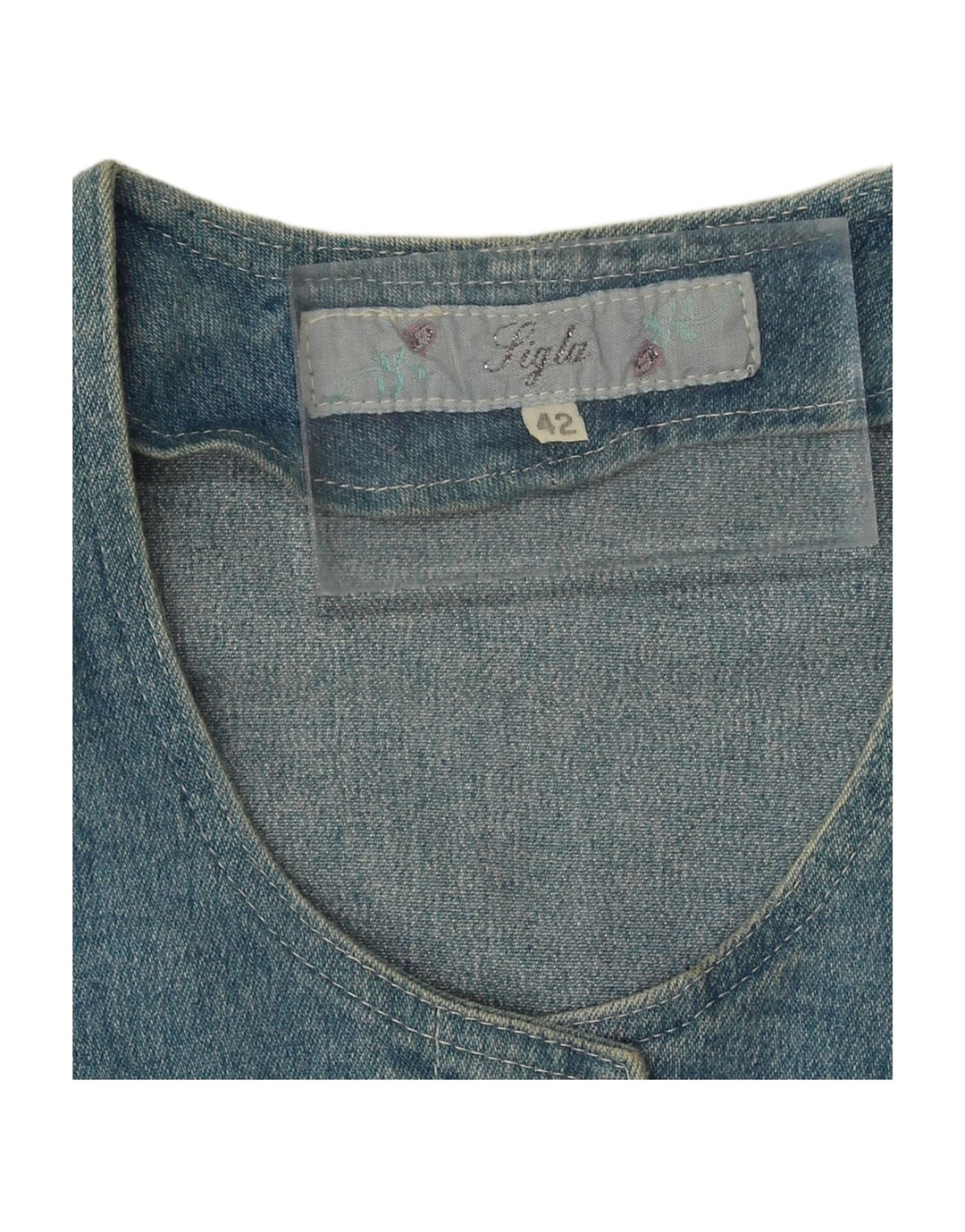 VINTAGE Womens Denim Dress IT 42 Medium Blue Cotton