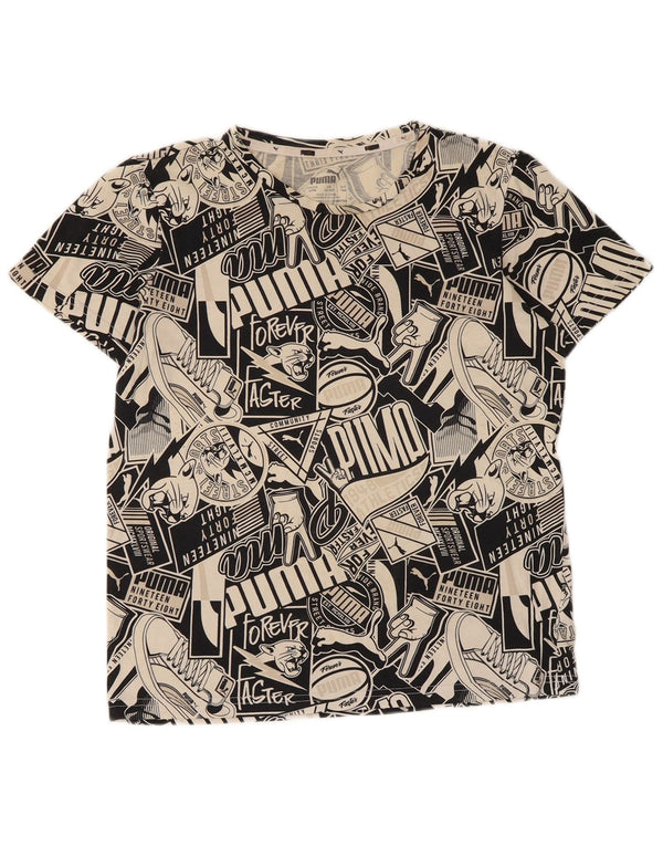 Puma Boys Graphic T-Shirt Top 13-14 Years Black Cotton
