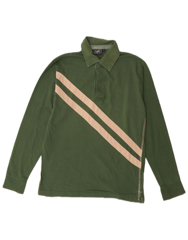 LOTTO Mens Long Sleeve Polo Shirt Small Green Colourblock
