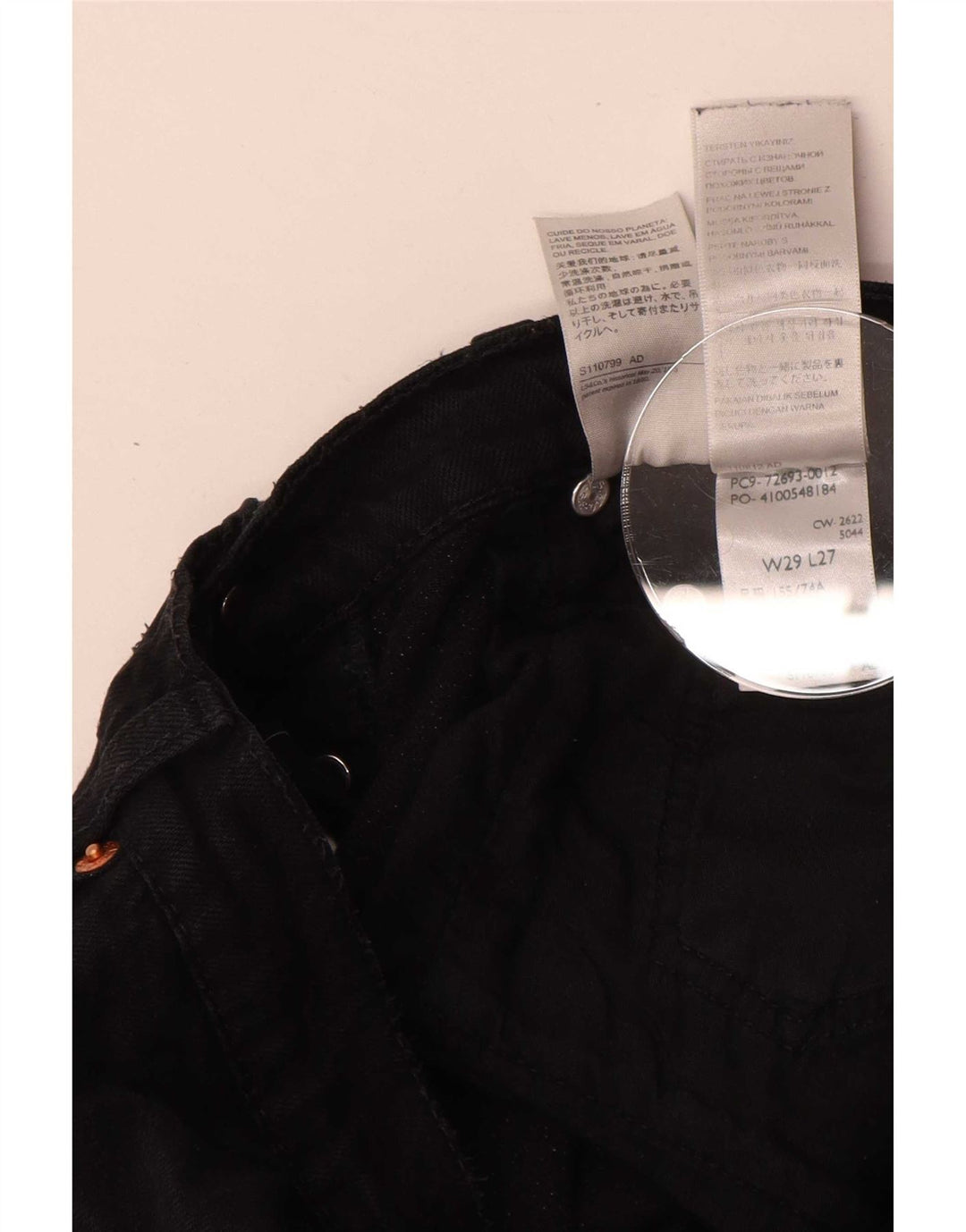 Levi's Womens Ribcage Straight Jeans W29 L27 Black Cotton