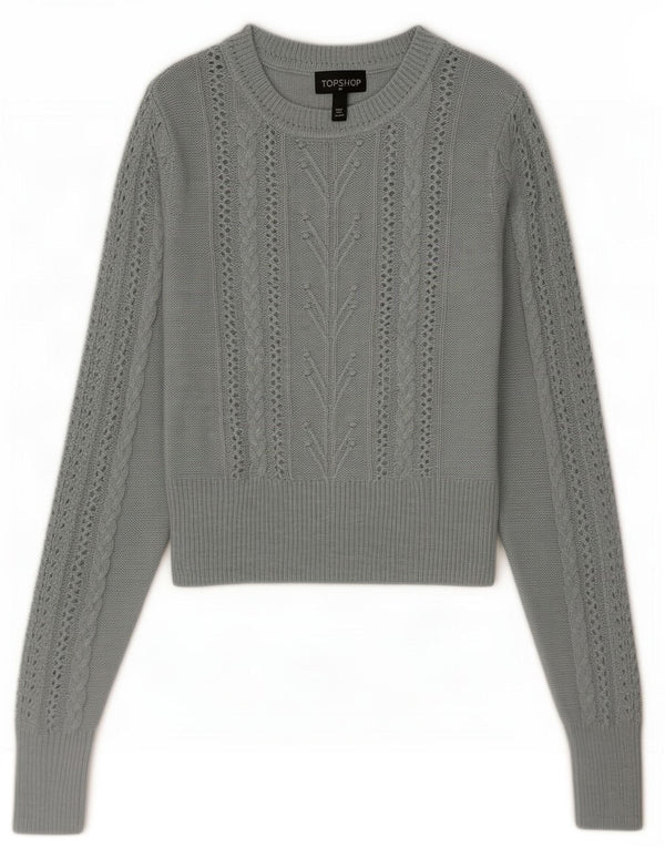 Topshop Womens Crop Boat Neck Jumper Sweater UK 6 XS Blue Acrylic