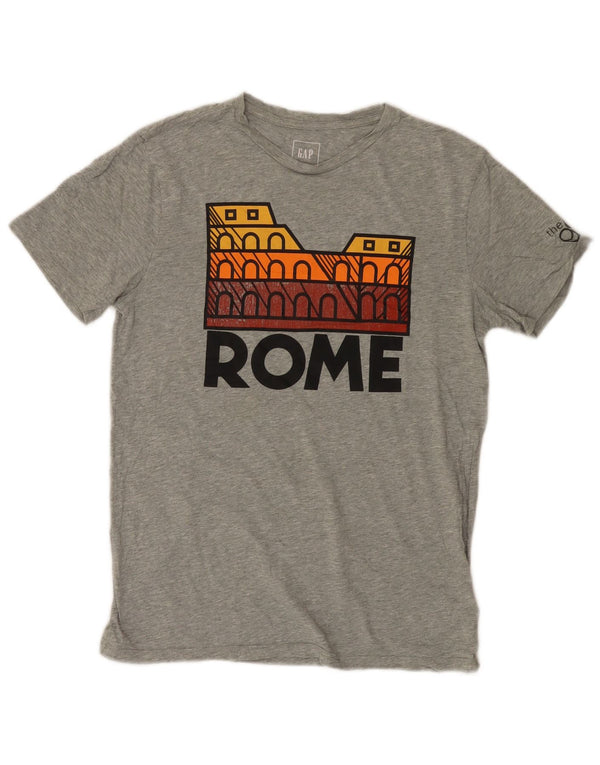 Gap Mens Rome Graphic T-Shirt Top Small Grey Flecked Cotton