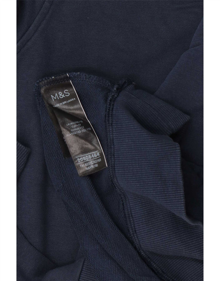 Marks & Spencer Womens Sweatshirt Jumper UK 16 Large Navy Blue Cotton