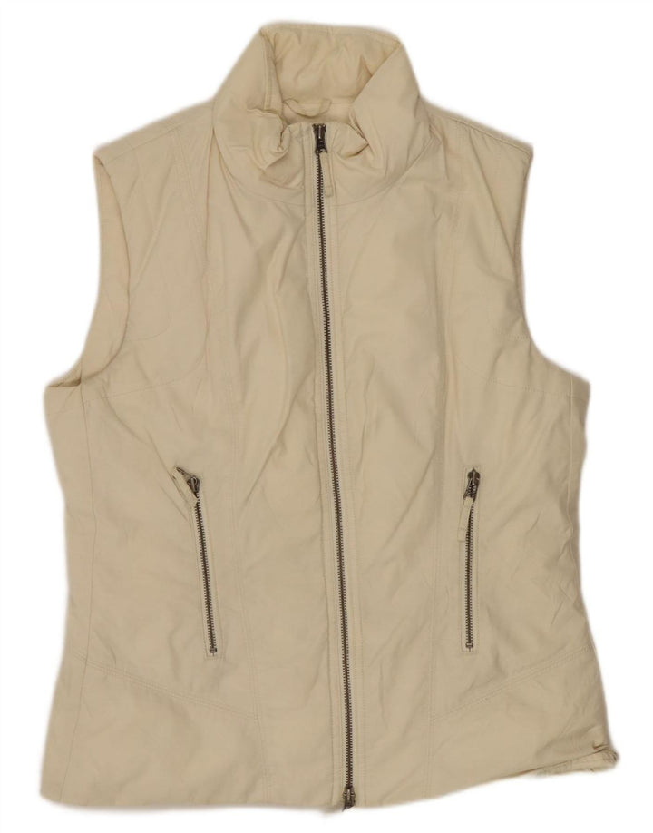 Benetton Womens Padded Gilet UK 14 Medium Off White Cotton